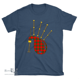 Scottish Lennox Modern Clan Tartan T-Shirt 2D - Bagpipes Style Scottish Plaid Tartan Plaid