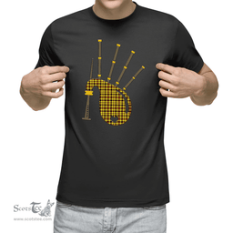 Scottish Jardine Clan Tartan T-Shirt 2D - Bagpipes Style Scottish Plaid Tartan Plaid