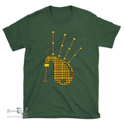 Scottish Jardine Clan Tartan T-Shirt 2D - Bagpipes Style Scottish Plaid Tartan Plaid