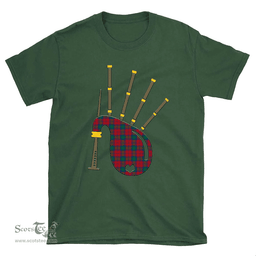 Scottish Lindsay Modern Clan Tartan T-Shirt 2D - Bagpipes Style Scottish Plaid Tartan Plaid