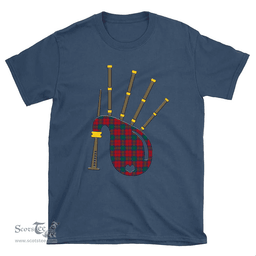 Scottish Lindsay Modern Clan Tartan T-Shirt 2D - Bagpipes Style Scottish Plaid Tartan Plaid