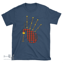 Scottish Chisholm Ancient Clan Tartan T-Shirt 2D - Bagpipes Style Scottish Plaid Tartan Plaid