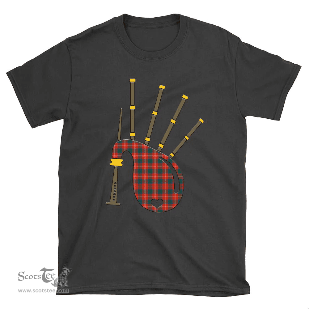 Scottish Chisholm Ancient Clan Tartan T-Shirt 2D - Bagpipes Style Scottish Plaid Tartan Plaid
