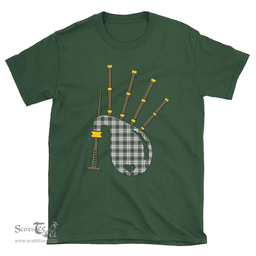 Scottish Douglas Grey Modern Clan Tartan T-Shirt 2D - Bagpipes Style Scottish Plaid Tartan Plaid