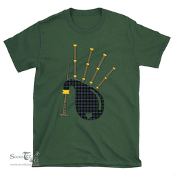 Scottish Galbraith Modern Clan Tartan T-Shirt 2D - Bagpipes Style Scottish Plaid Tartan Plaid