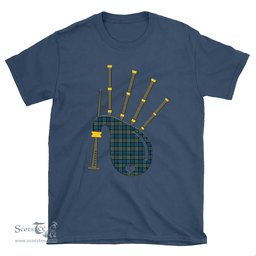 Scottish Colquhoun Ancient Clan Tartan T-Shirt 2D - Bagpipes Style Scottish Plaid Tartan Plaid