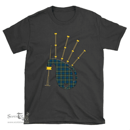Scottish Colquhoun Ancient Clan Tartan T-Shirt 2D - Bagpipes Style Scottish Plaid Tartan Plaid