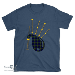 Scottish Colquhoun Modern Clan Tartan T-Shirt 2D - Bagpipes Style Scottish Plaid Tartan Plaid