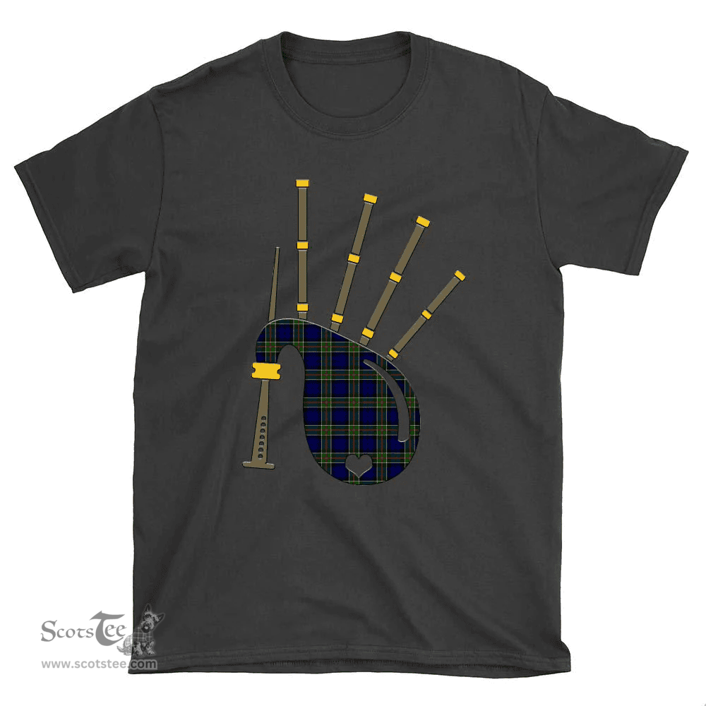 Scottish Colquhoun Modern Clan Tartan T-Shirt 2D - Bagpipes Style Scottish Plaid Tartan Plaid