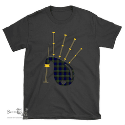 Scottish Colquhoun Modern Clan Tartan T-Shirt 2D - Bagpipes Style Scottish Plaid Tartan Plaid