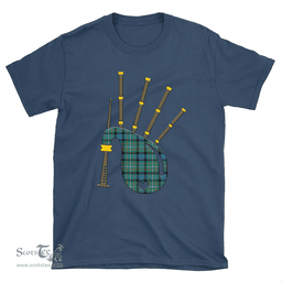 Scottish FERGUSON ANCIENT Clan Tartan T-Shirt 2D - Bagpipes Style Scottish Plaid Tartan Plaid