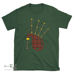 Scottish Cumming Hunting Weathered Clan Tartan T-Shirt 2D - Bagpipes Style Scottish Plaid Tartan Plaid