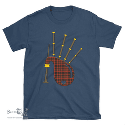 Scottish Cumming Hunting Weathered Clan Tartan T-Shirt 2D - Bagpipes Style Scottish Plaid Tartan Plaid