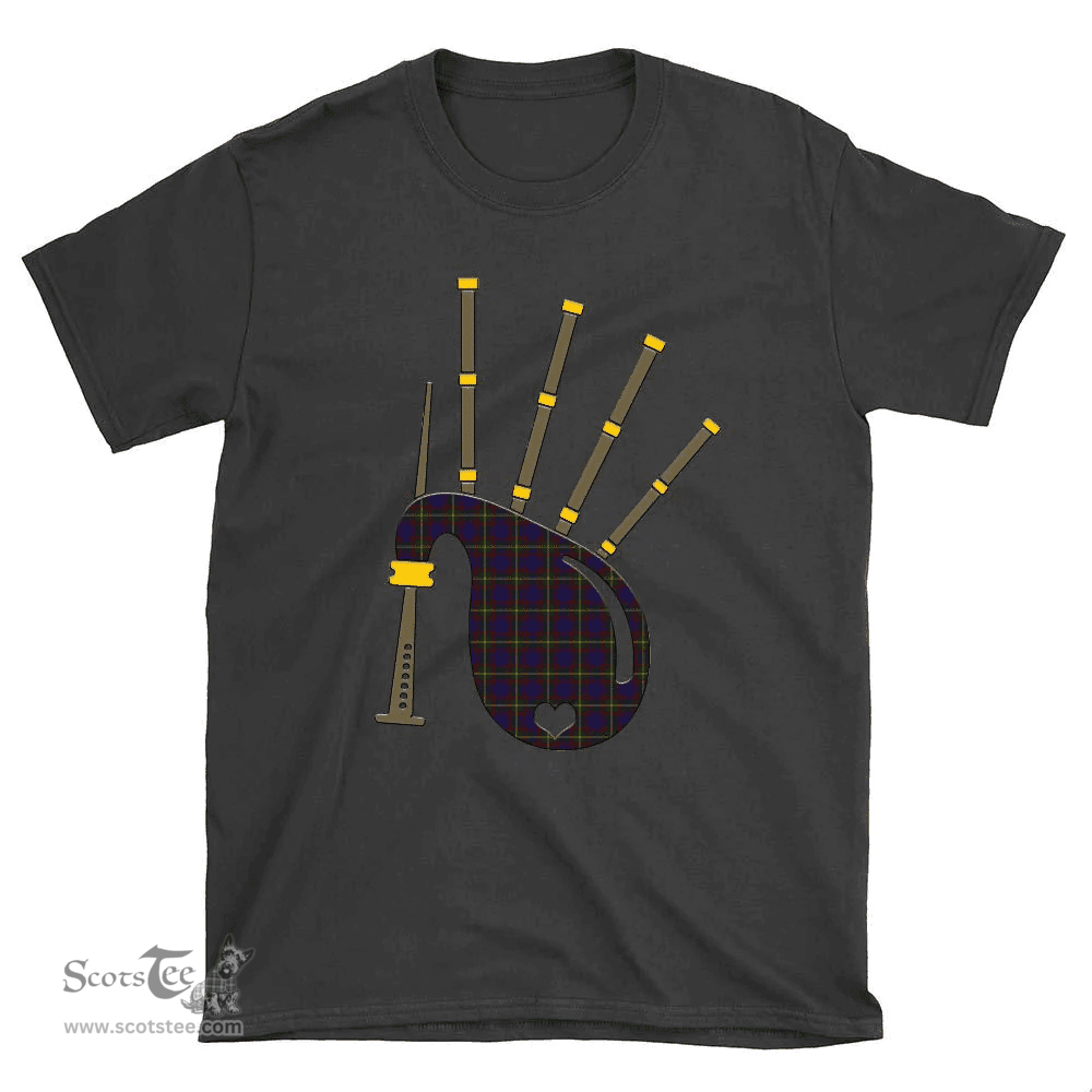 Scottish Durie Clan Tartan T-Shirt 2D - Bagpipes Style Scottish Plaid Tartan Plaid