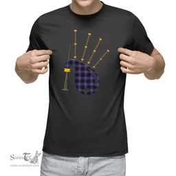 Scottish Dunlop Modern Clan Tartan T-Shirt 2D - Bagpipes Style Scottish Plaid Tartan Plaid