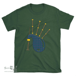 Scottish Douglas Modern Clan Tartan T-Shirt 2D - Bagpipes Style Scottish Plaid Tartan Plaid