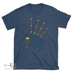 Scottish Douglas Modern Clan Tartan T-Shirt 2D - Bagpipes Style Scottish Plaid Tartan Plaid