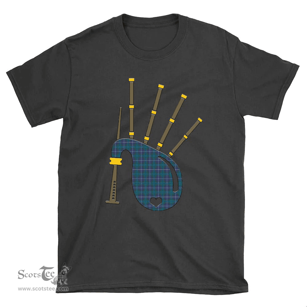 Scottish Douglas Modern Clan Tartan T-Shirt 2D - Bagpipes Style Scottish Plaid Tartan Plaid