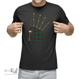 Scottish Chisholm Hunting Ancient Clan Tartan T-Shirt 2D - Bagpipes Style Scottish Plaid Tartan Plaid