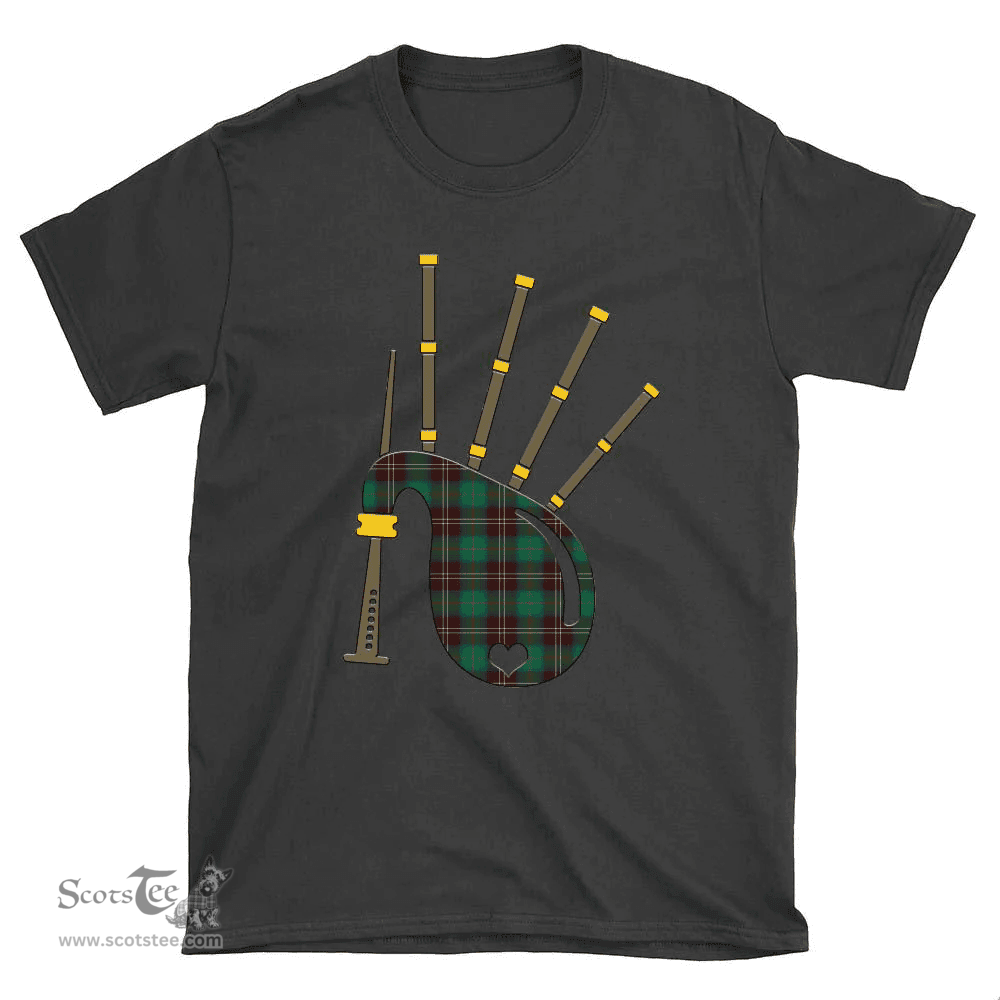 Scottish Chisholm Hunting Ancient Clan Tartan T-Shirt 2D - Bagpipes Style Scottish Plaid Tartan Plaid