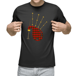 Scottish Dunbar Modern Clan Tartan T-Shirt 2D - Bagpipes Style Scottish Plaid Tartan Plaid