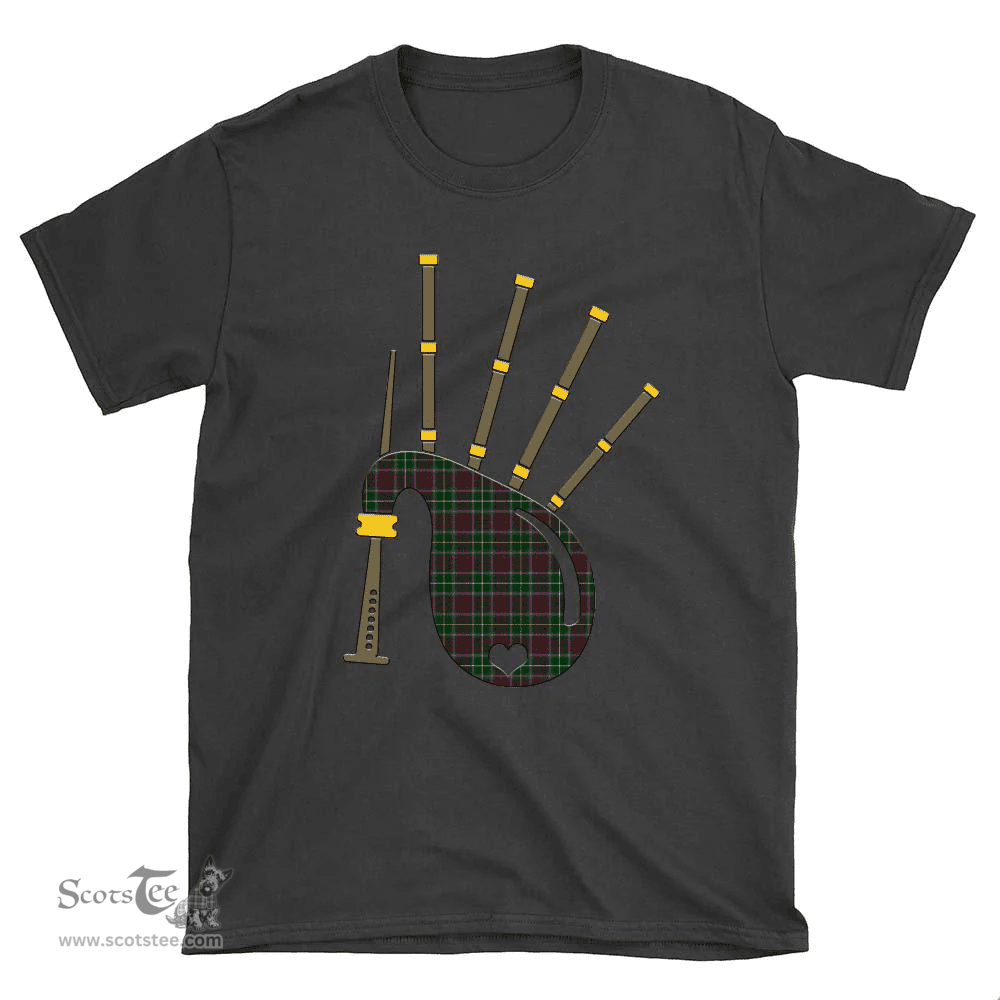 Scottish Crosbie Clan Tartan T-Shirt 2D - Bagpipes Style Scottish Plaid Tartan Plaid