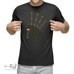 Scottish Davidson Tulloch Dress Clan Tartan T-Shirt 2D - Bagpipes Style Scottish Plaid Tartan Plaid
