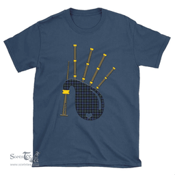 Scottish Fletcher Modern Clan Tartan T-Shirt 2D - Bagpipes Style Scottish Plaid Tartan Plaid