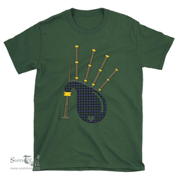 Scottish Fletcher Modern Clan Tartan T-Shirt 2D - Bagpipes Style Scottish Plaid Tartan Plaid