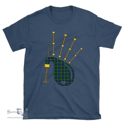 Scottish Gordon Modern Clan Tartan T-Shirt 2D - Bagpipes Style Scottish Plaid Tartan Plaid
