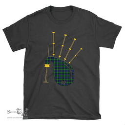 Scottish Gordon Modern Clan Tartan T-Shirt 2D - Bagpipes Style Scottish Plaid Tartan Plaid
