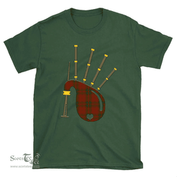Scottish Drummond Clan Clan Tartan T-Shirt 2D - Bagpipes Style Scottish Plaid Tartan Plaid