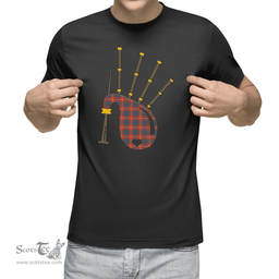 Scottish Hamilton Ancient Clan Tartan T-Shirt 2D - Bagpipes Style Scottish Plaid Tartan Plaid