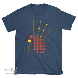 Scottish Hamilton Ancient Clan Tartan T-Shirt 2D - Bagpipes Style Scottish Plaid Tartan Plaid