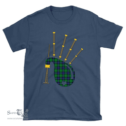 Scottish Graham of Menteith Modern Clan Tartan T-Shirt 2D - Bagpipes Style Scottish Plaid Tartan Plaid