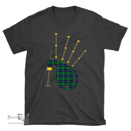 Scottish Graham of Menteith Modern Clan Tartan T-Shirt 2D - Bagpipes Style Scottish Plaid Tartan Plaid