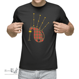 Scottish Grant Ancient Clan Tartan T-Shirt 2D - Bagpipes Style Scottish Plaid Tartan Plaid