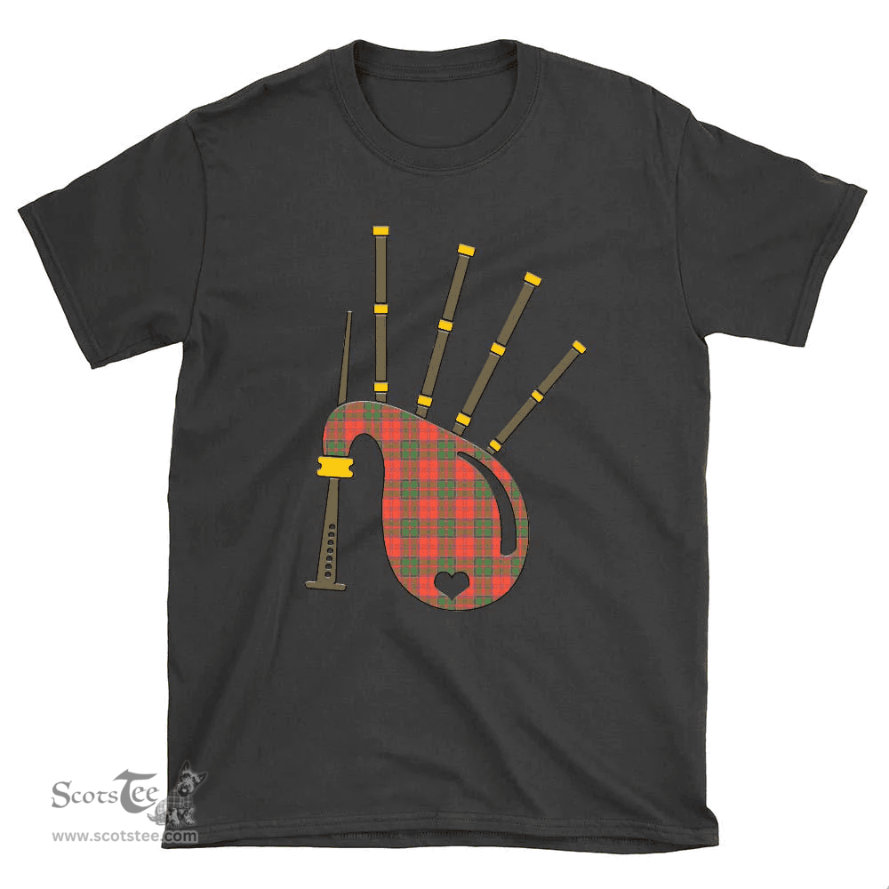 Scottish Grant Ancient Clan Tartan T-Shirt 2D - Bagpipes Style Scottish Plaid Tartan Plaid