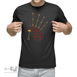 Scottish Fraser Ancient Clan Tartan T-Shirt 2D - Bagpipes Style Scottish Plaid Tartan Plaid