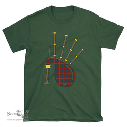 Scottish Fraser Ancient Clan Tartan T-Shirt 2D - Bagpipes Style Scottish Plaid Tartan Plaid