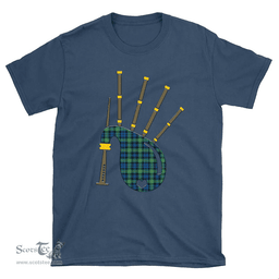 Scottish Gordon Ancient Clan Tartan T-Shirt 2D - Bagpipes Style Scottish Plaid Tartan Plaid