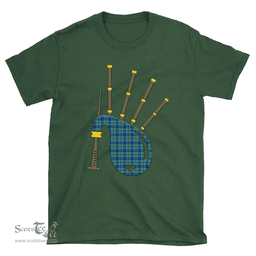 Scottish Falconer Clan Tartan T-Shirt 2D - Bagpipes Style Scottish Plaid Tartan Plaid