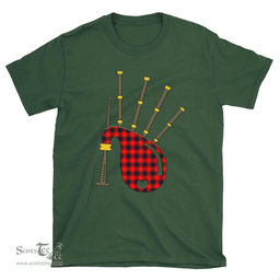 Scottish Fraser Modern Clan Tartan T-Shirt 2D - Bagpipes Style Scottish Plaid Tartan Plaid