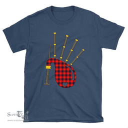 Scottish Fraser Modern Clan Tartan T-Shirt 2D - Bagpipes Style Scottish Plaid Tartan Plaid