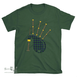 Scottish Farquharson Ancient Clan Tartan T-Shirt 2D - Bagpipes Style Scottish Plaid Tartan Plaid