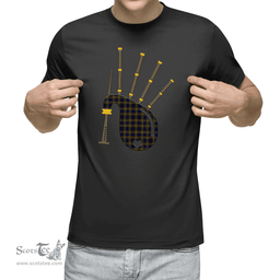 Scottish Clelland Modern Clan Tartan T-Shirt 2D - Bagpipes Style Scottish Plaid Tartan Plaid