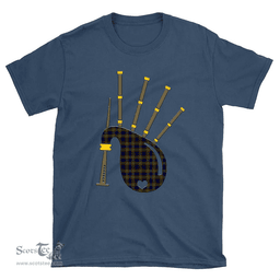 Scottish Clelland Modern Clan Tartan T-Shirt 2D - Bagpipes Style Scottish Plaid Tartan Plaid