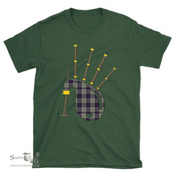 Scottish Cunningham Dress Blue Dancers Clan Tartan T-Shirt 2D - Bagpipes Style Scottish Plaid Tartan Plaid