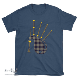 Scottish Cunningham Dress Blue Dancers Clan Tartan T-Shirt 2D - Bagpipes Style Scottish Plaid Tartan Plaid
