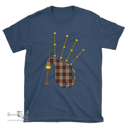 Scottish Cunningham Burgundy Dancers Clan Tartan T-Shirt 2D - Bagpipes Style Scottish Plaid Tartan Plaid